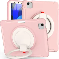 【新品】 2026年/2025年/2024年 iPad Air 11インチ 対応 ケース (M4/M3/M2) / Air 第5世代/第4世代(2022/2020)10.9インチ カバー リング付き 衝撃吸収 頑丈 360度回転スタンド 持ち手付き ハンドル付