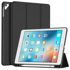 【新品】 ProCase iPad 第6/5世代 iPad Air 2/1 専用ケース 9.7インチ 衝撃保護 三つ折スタンド Apple Pencil ホルダー 多角度スタンド 自動スリープ -ブラック