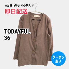 TODAYFUL トゥデイフル カーディガン ボレロ 36 ブラウン 無地 ミドル丈 長袖 レディース