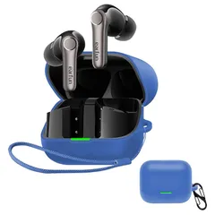 JIAYJP For EarFun Air Pro 4+ 用 ケース カバー軽量 薄型 滑り止め 収納カバー 全面保護 充電便利 EarFun Air Pro 4+ 保護ケース(バー ブルー) 0