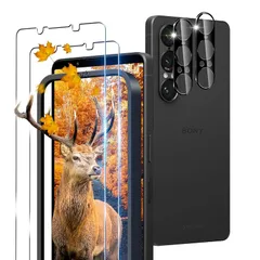 ガイド枠付き 用 Xperia 1 VII ガラスフィルム 2枚 + 2枚 カメラ保護フィルムセッ 日本旭硝子製 9H強度 耐衝撃