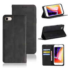 適用 iPhone SE (第2世代/第3世代) ケース 手帳型 iphone8 用 iphone7 用 手帳型 ケース (ブラック)