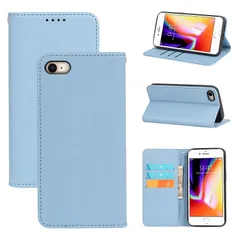 適用 iPhone SE (第2世代/第3世代) ケース 手帳型 iphone8 用 iphone7 用 手帳型 ケース (ライトブルー)