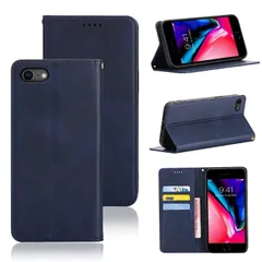 適用 iPhone SE (第2世代/第3世代) ケース 手帳型 iphone8 用 iphone7 用 手帳型 ケース (深い青)