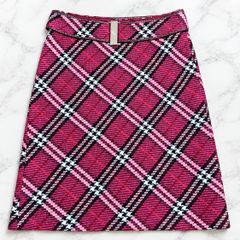 バーバリーブルーレーベル★チェック柄スカート 36 ボルドー×レッド×ピンク