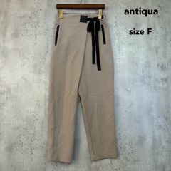 antiqua アンティカ pattern torso ラップパンツ スラックス フリー ベージュ リボンベルト サイドリボン ウエストゴム ワイドパンツ テーパードパンツ ボトムス レディース カジュアル ★ ■◇ ◇■