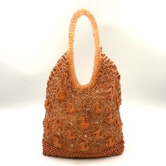 【新着】ANTEPRIMA アヒルモチーフ ワイヤー ビーズ  プラスチック ラインストーン クリア ライトオレンジ ハンドバッグ シルバー