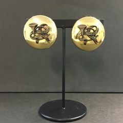 エルメス　HERMES セリアーホーン ラウンド ゴールドトーン イヤリング