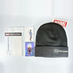 マーベル スターク・エキスポ ニットキャップ 非売品ステッカー2枚付き マグネット 4点セット アイアンマン トニー・スターク MARVEL STARK EXPO【国内正規品・アウトレット】