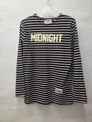 状態良し ミッドナイトRUN (MIDNIGHT RUN) トップス レディース Tシャツ ネイビーBEASTストライプ 長袖 L