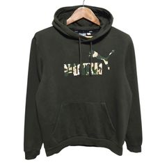 PUMA プーマ プルオーバー パーカー カモフラロゴ カーキ メンズ Mサイズ