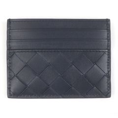 未使用品□BOTTEGAVENETA ボッテガヴェネタ 743209 レザー イントレチャート 名刺入れ カードケース ネイビー 箱・保存袋付き イタリア製