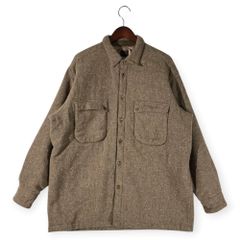 Papas パパス 中綿入り ツイード ウール シャツジャケット CPOジャケット サイズ L /グレーベージュ系 日本製 メンズ