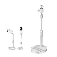 ☆新品☆室内監視カメラスタンド 1/4 インチ標準ネジ仕様・多機種対応 卓上簡易設置多機能 卓上カメラスタンド ホワイト 高剛性樹脂製 加重安定台座 (WEBカメラ/スマホ/GoPro/監視カメラ兼用) 360度ボールジョイント 高さ調整可能 a35546ac