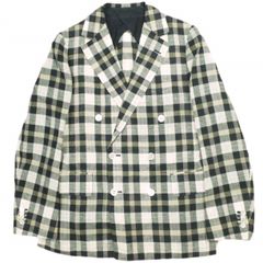 Drawer ドゥロワー 日本製 Loro Piana ネイビータータンテーラードジャケット 6522-299-0567 36 NAVY/BEIGE チェック ダブル 定価154,000円 アウター g23667