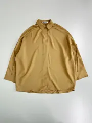 正規品/34 ジルサンダー ベージュ ノン ボタン タイ スリーブ レーヨン シャツ