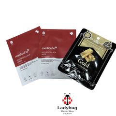 シートマスク3枚セット　メディキューブ　レッドシカマスクパック　2枚+Gold プレミアムフェイスマスク ゴールデンフローラル 1枚入り
