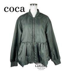 coca　コカ　ペプラムヘムMA-1　フェミニン撥水ジャケット　中綿　ダウン風　カーキ　M