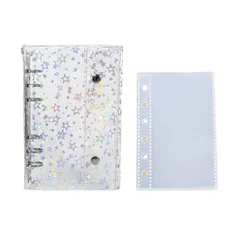 【新品】 YourKit シール帳 バインダー スターホログラム リフィル6穴 大きめ 透明 かわいい リフィル20枚入 (A7サイズ)