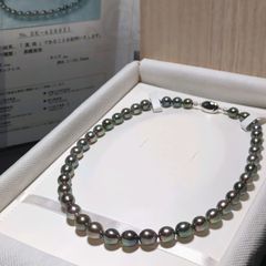 オーロラピーコック】黒蝶真珠 ネックレス 約8.1-10.5mm 鑑別書 真珠