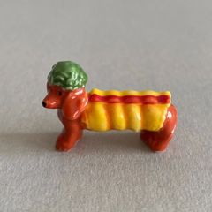 ダックスフンドのフェーブ（ホットドック）／犬／フランス雑貨／陶器ミニチュア／ブロカント／ヴィンテージ／蚤の市／幸運の小さな陶器