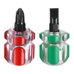 【新品】 uxcell 2本組 PH2+SL6 スタビー・プラスドライバー&マイナスドライバー 45#鋼 ミニショートドライバー ミシン修理 赤/緑