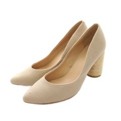 アダムエロペ Adam et Rope' パンプス キャンバス地 23.5cm ベージュ ハイヒール ポインテッドトゥ GAA-0709 /YM