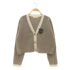 マイストラーダ Mystrada 24SS ラメワッペンカーディガン Vネック ニット 38 ベージュ /MY ■OS