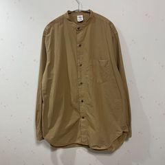 THE LIBRARY バンドカラーシャツ メンズM ベージュ 日本製　春　秋