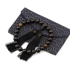 [JOMA-E Shop] 数珠 男性用 葬儀 黒檀(艶消) 念珠 じゅず 葬儀 墓参り 通夜 告別式 お葬式 お数珠入れ付き 女性用お数珠 数珠 念珠 念誦 すべての宗派に使用可 (黒) 1