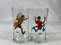 ADERIA アデリア　GEN　モンキーパンチ　ルパン三世　銭形警部　グラス　セット　コップ　硝子　ガラス　食器　インテリア　コレクション　ルパン　銭形　アニメ　昭和レトロ　昭和　レトロ