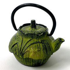 南部鉄器 急須 水差し 花瓶  置物 インテリア 横約8cm×縦約7cm 緑 グリーン 26j菊-