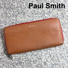 Paul Smith ポールスミス 長財布 ラウンドジップ バイカラー タンブラウン レッド