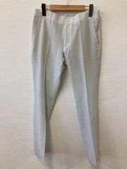 G3546　キャロウェイ　ストレッチロングパンツ（シアサッカー生地）ライトグレー×ホワイトギンガムチェック　メンズMサイズ