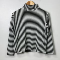 スピンズ SPINNS ボーダー タートルネック カットソー 長袖 Tシャツ ハイネック 【F】 ブラック・ホワイト／黒・白 ボーダー