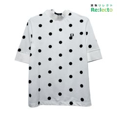 FRED PERRY フレッドペリー SPOT PRINT PIQE T ポルカ ドット柄 五分袖 ハイネック Tシャツ G1141 UK10（日本サイズM相当）