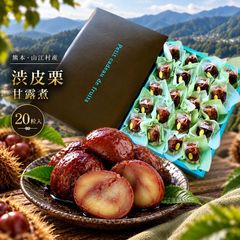 熊本県山江村産 渋皮栗の甘露煮 20粒入り 国産和栗 高級和菓子 ギフト 贈答用 [山江村栗甘露煮20粒]