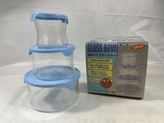 アベラコーポレーション　GLASS BOWL 耐熱ガラスボールセット　200ml 400ml 800ml　セット　保存容器　耐熱ガラス　ガラス　硝子　電子レンジ　保存　料理　ケース