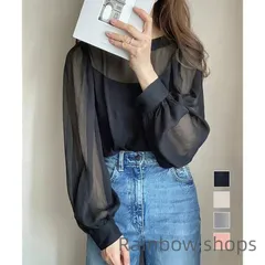 【新品未使用】ブラウス ゆったり 長袖トップス 透け感