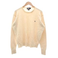 ポロ バイ ラルフローレン Polo by Ralph Lauren セーター ニット リブ袖 クルーネック 長袖 ロゴ 刺繍 L アイボリー /UU ■AWS1