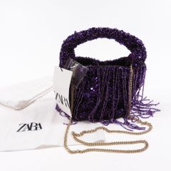 未使用 ZARA ザラ フリンジ ビーズバッグ #3460 ショルダー ハンドバッグ ミニバッグ