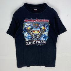 古着 90's/90年代 ハーレーダビッドソン HARLEY DAVIDSON USA製 半袖Tシャツ ビッグロゴ L  ブラック系 プリント メンズ
