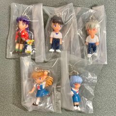 【中古未開封】「新世紀エヴァンゲリオン」 コレクターズスイング  フィギュア  キーホルダー　全５種コンプリートセット　綾波レイ、碇シンジ、惣流・アスカ・ラングレー、渚カヲル、葛城ミサト＆ペンペン