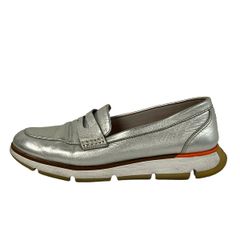 COLE HAAN(コールハーン) ローファー 6 1/2 B レディース - シルバー ZEROGRAND/インソール取外し可 レザー