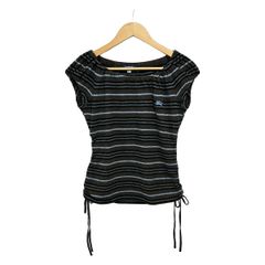 Burberry Blue Label(バーバリーブルーレーベル) 半袖セーター サイズ38 M レディース美品  カーキ×黒×マルチ ボーダー