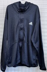 【adidas】 アディダス フード付き ジップアップ パーカー 3XL チャコールグレー トレーニング ウェア 【メ-87】