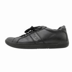 PRADA SPORTS プラダスポーツ スニーカー レザー ローカット シューズ ロゴ ステッチ ブラック 7.5 26.5cm メンズ 【中古】