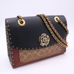 ★3日以内返品可★  COACH コーチ レザー パイソン パーカー ティーローズ チェーンショルダーバッグ 29416 ハンドバッグ ベージュ ブラウン ブラック レザー パイソン レディース