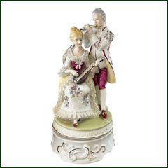ジャンク●刻印・シールなし●オルゴール付き 陶器人形 フィギュリン ドレスドール 約25cm