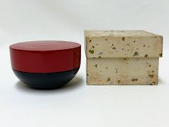 D500 茶道具 甲赤棗 木製 漆器 薄茶器 なつめ 径8cm 高さ4.5cm 紙箱付